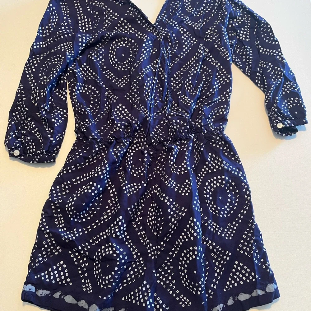Sanctuary Women's Navy and White Geometric Romper Tie-Back Small - Picture 9 of 14